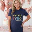 FYAPHION Vintage 1986 T Shirts for Women 40th Birthday Gifts Born in 1986 Tshirt Retro Casual Short Sleeve Tee Tops (Pink, XL)