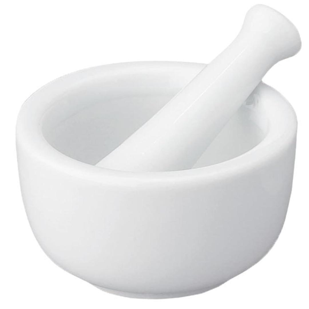 HIC Kitchen Small Mortar and Pestle Set, Fine Porcelain, 2.75-Inch, Spice Herb Grinder, Pill Crusher, Nut Butter Maker
