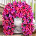 Lifewit Artificial Bougainvillea Flowers, 2 PCS Plastic Long Trailing Vines Fake Flowers for Outdoor Indoor Garden Porch Patio Balcony Decor, UV Resistant, Mix for Purple & Hot Pink