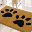 Buganda Dog Door Mat for Muddy Paws, Absorbent Dirt Trapper Washable Indoor Doormats, Non Slip Low-Profile Mud Mat for Dogs, Front Entrance Doormat for Inside Floor (30x20 Inches, Yellow and Black)
