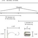 Kemmie 1" Window Treatment Curtain Rod with Cylindrical Cap Finials, Single Drapery Rod Adjustable Length 36-72", Matted Nickel