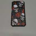 For Samsung Galaxy A13 5G/4G Phone Case with Screen Protector with Slide Camera Cover & Kickstand Dual Layer Hybrid Heavy Duty Shockproof Phone Case for Galaxy A13 5G/4G,Red Skulls Roses