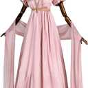 Nuoqi Regency Dresses Women 1800s Victorian Dress Empire Waist Ball Gown with Gloves (S)