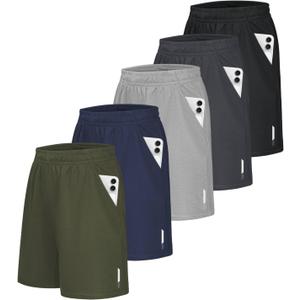 Little Beauty 5 Pack Mens Gym Shorts with Pockets Fast Dry Basketball Athletic Shorts for Men Running Casual Activewear, 2XL