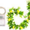 1Pcs Artificial Lemon Vines,1Pcs 78.7 Inch Neon Light,Fake Vine is 78.7 Inches,Leaf 6.1 Inches,Faux Fruit Vine Garlands with Lemon for Room Door Wall Mantle Wedding Party Table Garden Decorations