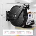 Pressure Washer Hose Reel, 3/8 in x 50 ft Retractable Pressure Washer Reel - Only Reel, 4000 PSI Auto Rewind Heavy Duty Steel Power Wash Hose Reel with 5 ft Lead for Air/Oil/Water