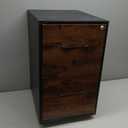 SONGMICS File Cabinet, Pre-Assembled Except Wheels and Handles, Office Filing Cabinet with Lock, for A4, Legal, Letter Sized Documents, 17.7 x 14.4 x 25.4 Inches, Rustic Brown and Black UOFC112B02