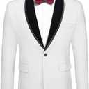 COOFANDY Men's Velvet Tuxedo Floral Blazer Jacket One Button Shawl Lapel Suit Jacket for Dinner Prom Party Wedding, S