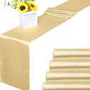 Aneco 4 Pack Satin Table Runner 12 x 108Inch Long Bright Silk and Smooth Fabric Party Table Runner for Wedding Banquet Party Decoration-Champagne