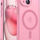 CANSHN Magnetic for iPhone 15 Case, Upgraded [Full Camera Protection] [Compatible with Magsafe] [Translucent Matte] Shockproof Protective Phone Case for iPhone 15 6.1" - Pink