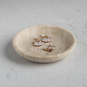 Natural Travertine Marble Jewelry Dish 5.5", Trinket Dish for Ring Earring, Gift for Woman Daugther(Beige Travertine)