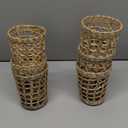 6 PCS Wicker Woven Cup Holders Anti Scald Hollow Handmade Straw Woven Glass Drink Cup Sleeve for Glass Bottles Plastic Cups Mugs Office Home Decor