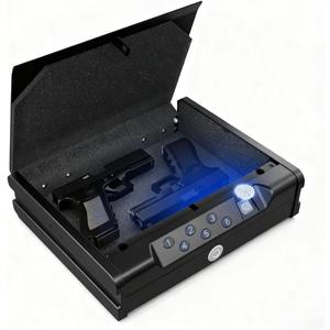 Biometric Gun Safe with 3 Unlock Ways - 0.1s Fast Fingerprint Access, Voice Prompt Function, Secure Steel Lockbox, Fits Handguns & Revolvers, Perfect for Living Room, Bedroom Storage & In-Car Use