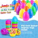 18 PCS Jumbo Easter Eggs 6 Inch Colorful Giant Plastic Eggs Bulk Fillable for Easter Hunt Basket Stuffers Fillers Filling Treats Easter Party Favors Classroom Prize Supplies for Kids Boys Girls