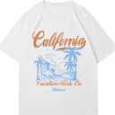 Women's Graphic Tees Letter Print Crewneck Short Sleeve T Shirt Vacation Summer Tops White Letter Large