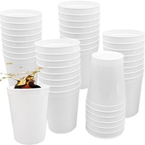30 Pack Stadium Cups, 12 oz Plastic Tumblers, Reusable Party Cups, White