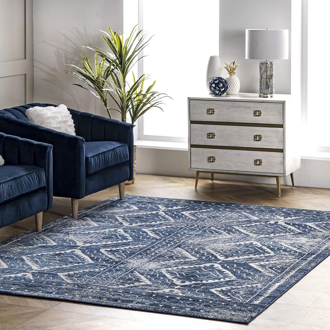 nuLOOM Spencer Aztec Trellis Area Rug, 5'x7', Blue