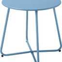 Meluvici Patio Outdoor Side Table Waterproof Round Metal Steel Small Side Table Weather Resistant Portable Outdoor and Indoor End Table for Garden Balcony Yard, Blue