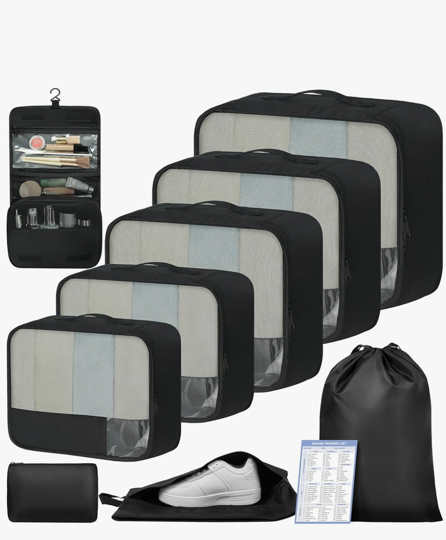 BAGAIL 9 Set Packing Cubes Luggage Packing Organizers for Travel Accessories