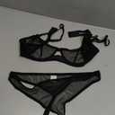 Lilosy Sexy Mesh Sheer Push Up Lingerie Set, XL