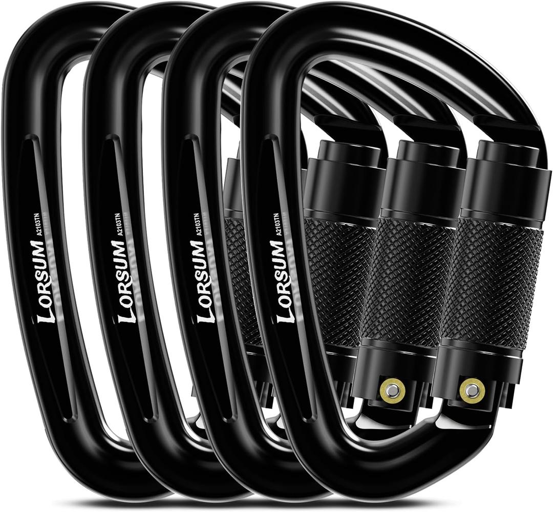4" Auto Locking Climbing Carabiner, 26KN/ 5728lbs Large Carabiner Clips, UIAA Certified Heavy Duty Caribbean Clips for Rock Climbing, Camping, Hammock, Rescue, D Shaped Twist Lock