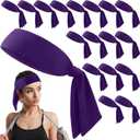 Hiboom 18 Pack Tie Headband Bulk Sports Tennis Headband for Men Women Ninja Karate Head Tie Athletic Sweatbands Elastic Hair Bands for Basketball, Football, Soccer, Running, Yoga (Purple)