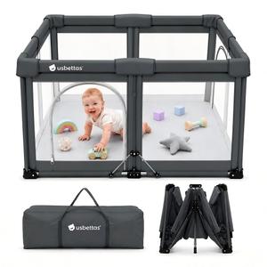 Foldable Baby Playpen, 50"x50", Dark Gray