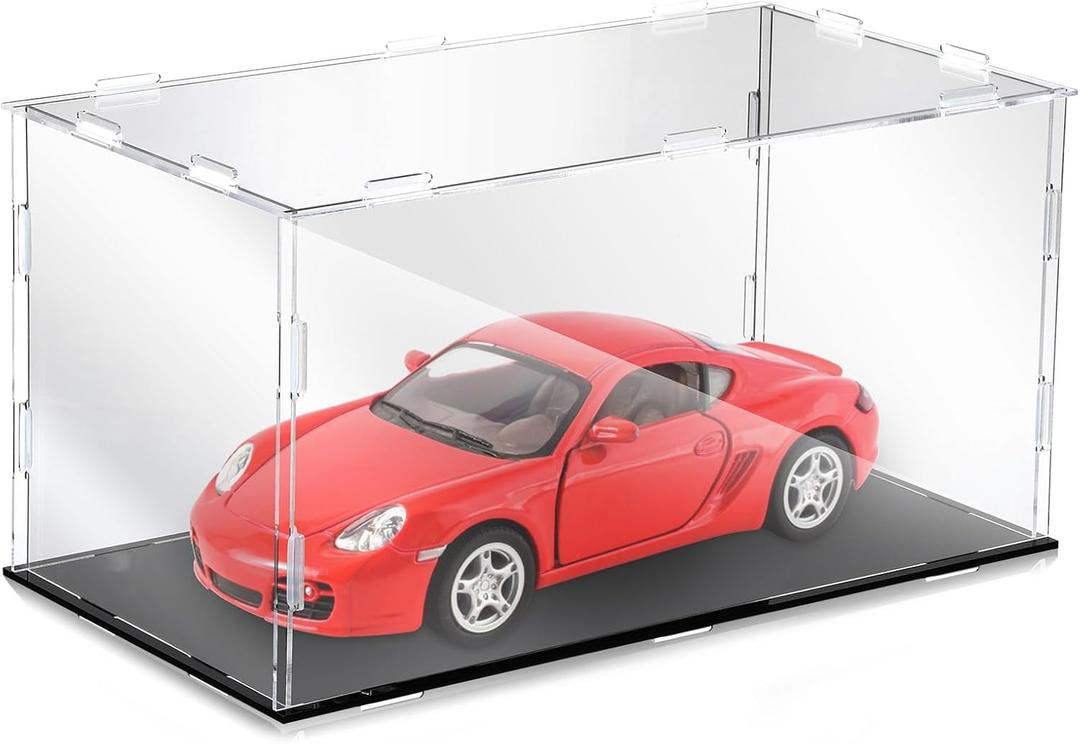 Acrylic Display Case 1: 18 Model Car Display Case with Black Base Clear Storage Stand Box for Car Toy Collectibles