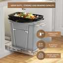 Pull Out Trash Can for Kitchen Cabinets, 35 Qt Under Sink Garbage Bin with Full Extension Slides, Fits 13" W x 18" D Opening Cabinets, Heavy-Duty Steel Organizer, Silvery (Trash Can Not Included)