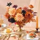 Serwalin Artificial Orange & Black Flowers, Silk Fake Flowers for DIY Wedding Bouquets Cake Flower, Harvest Table Centerpieces Birthday Party Home Halloween Decorations (Grand)