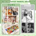 Stuffed Animal Storage, Metal Stuff Animals Zoo Holder with Fabric Drawer and Wheels Tall Vertical Plushies Toy Organizer Plush Storage Cage with Elastic Band for Nursery Playroom Corner