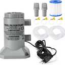 EDOU Above Ground Pool Pump - Complete Accessory Kit with White Tubes, Grey Filter, Durable Plastic Material, Easy Use, Safe & Leak-Proof, Perfect for Maintaining Clean Water, 5.91 x 8.7 inch
