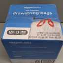 Amazon Basics Tall Kitchen Drawstring Trash Bags, Sturdy and Tear Resistant, 13 Gallon, Unscented, 120 Count