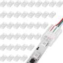 Flutesan 40 Pcs 3 Pin 8 mm Solderless LED Light Strip Connectors Clear Track Lighting Connectors for 5050 RGB Strip Light