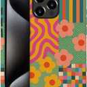 Case for iPhone 16 Pro Max - Slim Fit Anti-Scratch Phone Case for Girl Women - Groovy Colorful Geometric Flower 70s (Frosted)