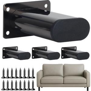 4 Inch Sofa Legs,Sofa Replacement Legs,Gunmetal Gray Metal Legs,Set of 4 with Screws,Coffee Table,TV Stand,Bed Frame (Gunmental Gray, 4 inch)