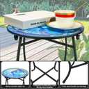 Indoor Outdoor Metal Round Side Table, 14 Inch Round Patio Coffee Bistro Table, Weather Resistant Black Metal Side Table for Patio Balcony Yard Porch Garden, Plant Stand for Indoor Outdoor Use