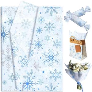 BACH AND BOOZY 50 Sheets Snowflake Tissue Paper Winter Wonderland Snowflake Christmas Gift Wrap Paper Craft DIY for Christmas Winter Birthday DIY Crafts Gift Wrapping