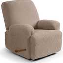 Ruaozz Recliner Sofa Covers Recliner Chair Covers Recliner Covers for Reclining Chair with Pockets Washable Furniture Protector with Elastic Bottom (1 Seater, Khaki)