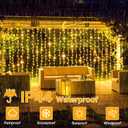 Ollny Curtain Lights 6.6x6.6ft, 200 LED String Lights with Remote 8 Modes Dimmable Timer, USB Power Fairy Light for Bedroom Backdrop Indoor Wall Window Christmas Decorations, Warm White