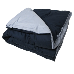 Percale Covered Comforter, Navy - Light Blue Reversible. Non-Allergenic, Great for Camp. 66x94