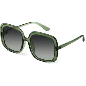 miyya Oversized Polarized Sunglasses Women, Trendy Retro Sun Glasses for Women 2025, Oversized Shades (Dark Green/Gradient Green)