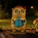 Garden Statues Hedgehog with Solar Moving LED Eyes Outdoor Animal Figurines Decorations for Patio Yard Lawn Ornaments Gifts for Birthday Easter Housewarming (Hedgehog)