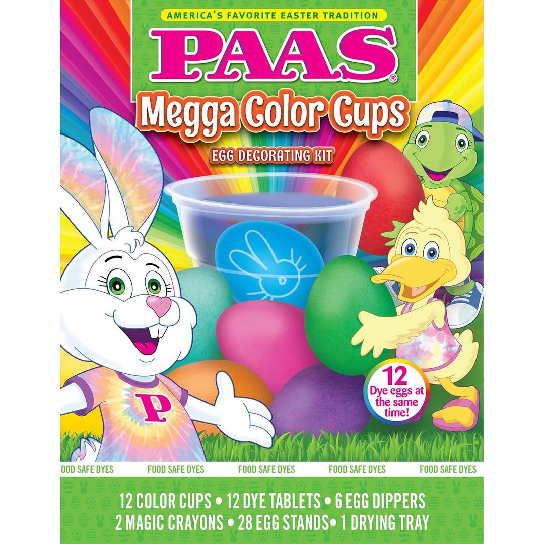 PAAS Megga Color Cups Egg Decorating Kit: Dye 12 Eggs at The Same Time!