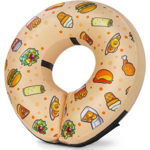 Grand Line Hamburger Inflatable Collar for Dogs and Cats, Soft Protective Recovery Cone After Surgery, Blow up Pet Collar Cone, E-Collar Alternative Does not Block Vision (Medium) (Medium (Neck:8"-12"), Yellow Hamburger)