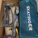 Skatinger 11'635" Super Wide Inflatable Paddle Board, Ultra Stable Stand Up Paddleboards for 450lb/3 People/Family/Big Size w/Shoulder Strap, 100L Backpack, All-Round Sup Board, US Fin