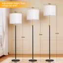 Floor Lamp for Living Room and Bedroom - 55"- 67" Height Adjustable Standing Lamp with 3 Color Dimmable 12W LED Bulb and Remote - Tall Stand Light with Shade for Corner Lighting ( Black & Gold )