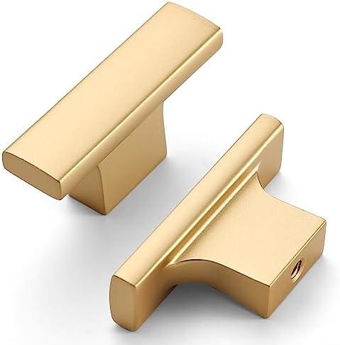 Asidrama 5 Pack Brushed Gold Kitchen Cabinet Knobs - Dresser & Drawer Knobs - Zinc Cabinet Hardware
