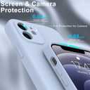 DEENAKIN Compatible with iPhone 12 Silicone Case with Screen Protector,Enhance Camera Protection,Soft Flexible Slim Fit Protective Phone Cover 6.1" for Women Girls Light Blue