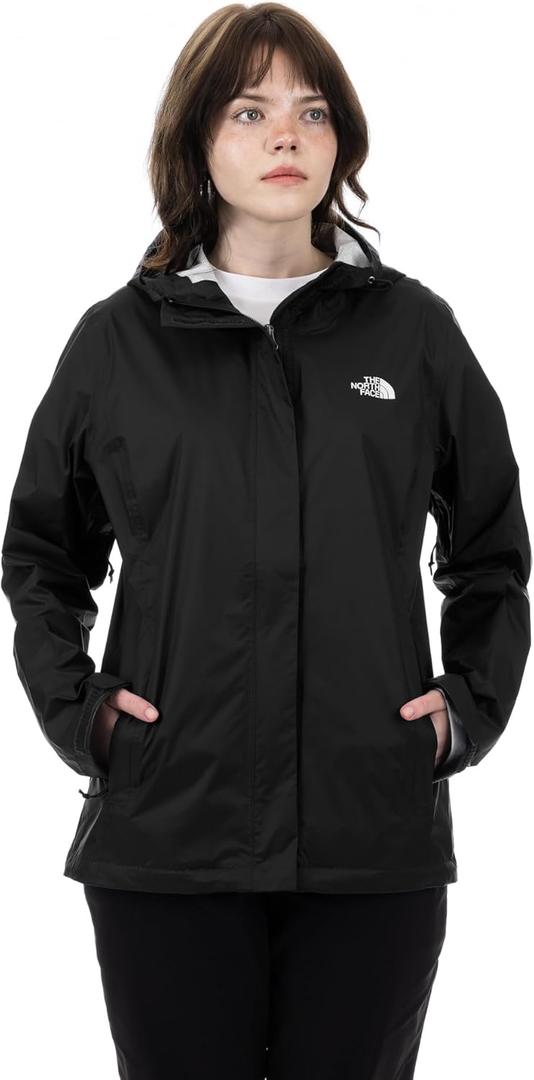 THE NORTH FACE Womens Venture 2 Waterproof Hooded Rain Jacket (Standard and Plus Size), TNF Black, Large